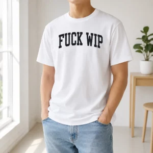Premium Tom Stakes Fck Wip t shirt in classic fit with bold front graphic on soft cotton fabric