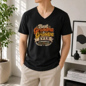 Nice Grandparents Day Vintage Best Grandma Grandpa V-Neck Shirt