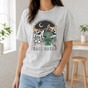 Top Goat Scout Pointing Explore Nature Hail Satan Washed T-Shirt