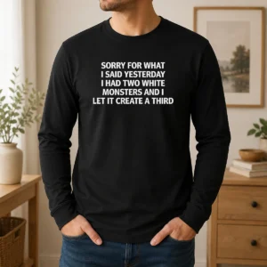 Original Sorry For What I Said Yesterday I Had Two White Monsters And I Let It Create A Third Long Sleeve Shirt