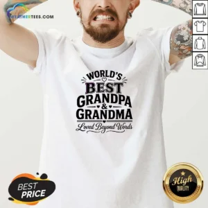 Awesome Grandparents Day Line Art Loved Beyond Words V-Neck Shirt