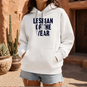 Top Lesbian Of The Year Pride LGBTQ Award Hoodie in black with colorful pride text and award graphic