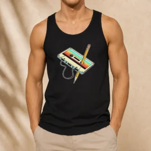 Pretty Retro Cassette Tape With Pencil 90s Nostalgia Tank Top