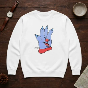 Premium Sting Blue Cartoon Hand Character Mascot Sweater