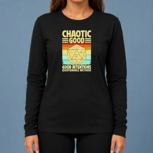 Nice Chaotic Good D20 Retro Stripes Long Sleeve Shirt
