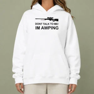 Perfect Pretty Gaming Gamer Gear AWP Sniper Rifle Dont Talk To Me Im Awping Hoodie in black with front graphic print