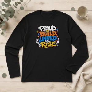 Top Labour Day Proud Builder Graffiti Long Sleeve Shirt