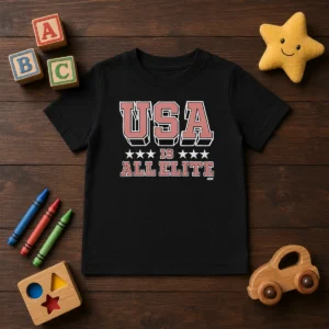 Top USA Is All Elite AEW Wrestling Promotional Logo Kids T-Shirt