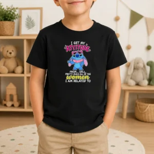 Funny Good I Get My Attitude From Well Pretty Much All Of The Women I Am Related To kids t shirt in bright colors for children