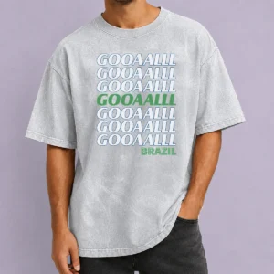 Top Brazil Soccer Fan Gear Gooaaalll Washed T-Shirt