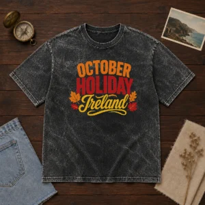 Pretty October Holiday Ireland Cozy Fall Typography Vector Shirt - Image 8