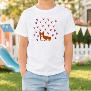 Pretty Cute Corgi Dog Valentines Day Kids T-Shirt