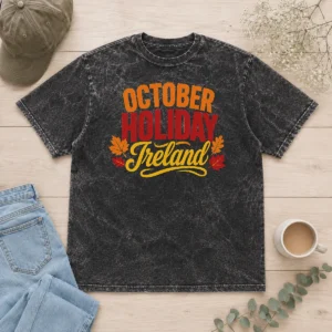 Premium October Holiday Ireland Cozy Fall Typography Vector Washed T-Shirt