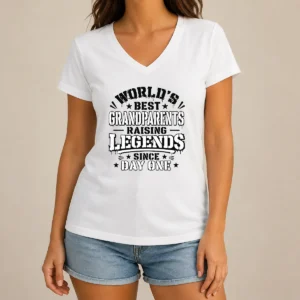 Top Funny Grandparents Day Stencil Shirt Celebrating Proud Legacy V-Neck Shirt