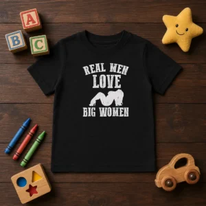Pretty Real Men Love Big Women Distressed Slogan Kids T-Shirt