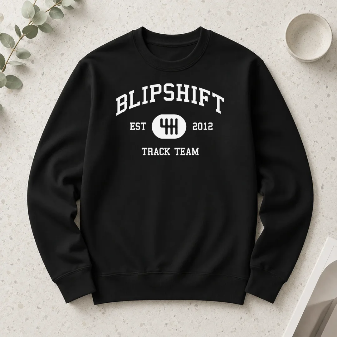 top-awesome-blipshift-track-team-est-2012-long-sleeve Top Awesome Blipshift Track Team Est 2012 long sleeve shirt in dark color with bold graphic print
