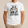 Top Awesome Chatting With An A.I. Will Never Beat Chatting With A Gay Guy t shirt in black, front view with bold white text design