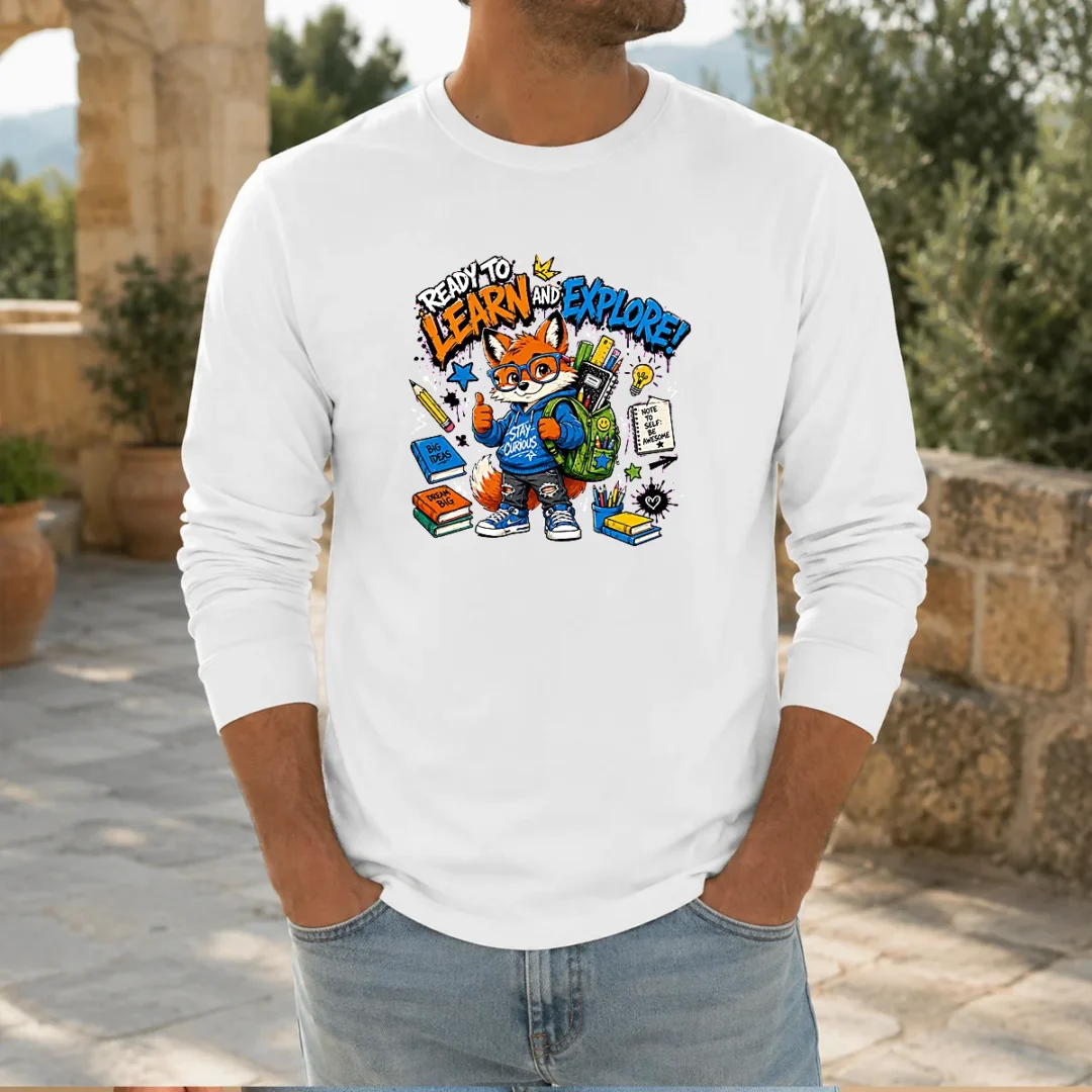 top-back-to-school-fashion-fox-long-sleeve-shirt Top Back To School Fashion Fox Long Sleeve Shirt