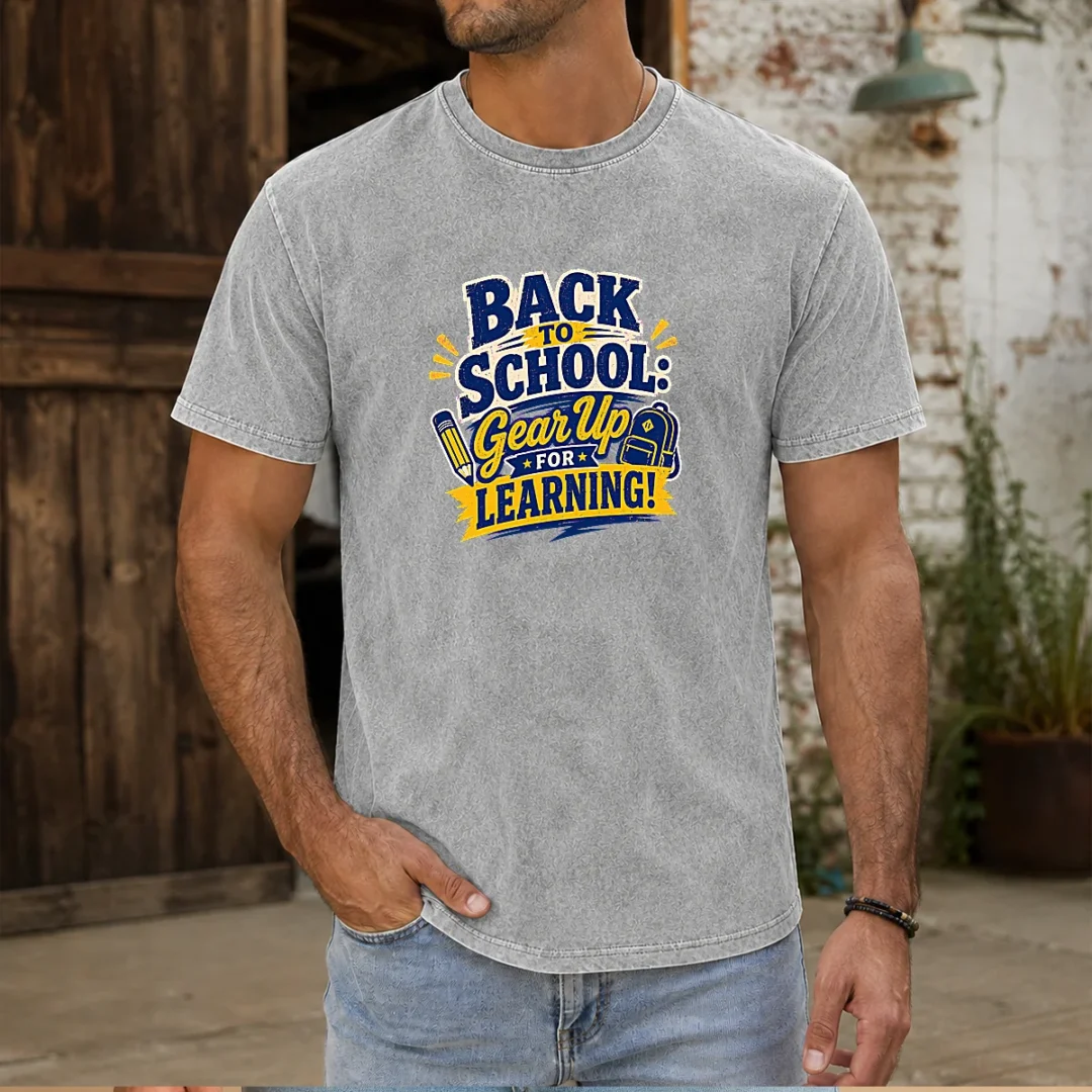 top-back-to-school-gear-up-for-learning-retro-distressed-washed-t-shirt Top Back To School Gear Up For Learning Retro Distressed Washed T-Shirt