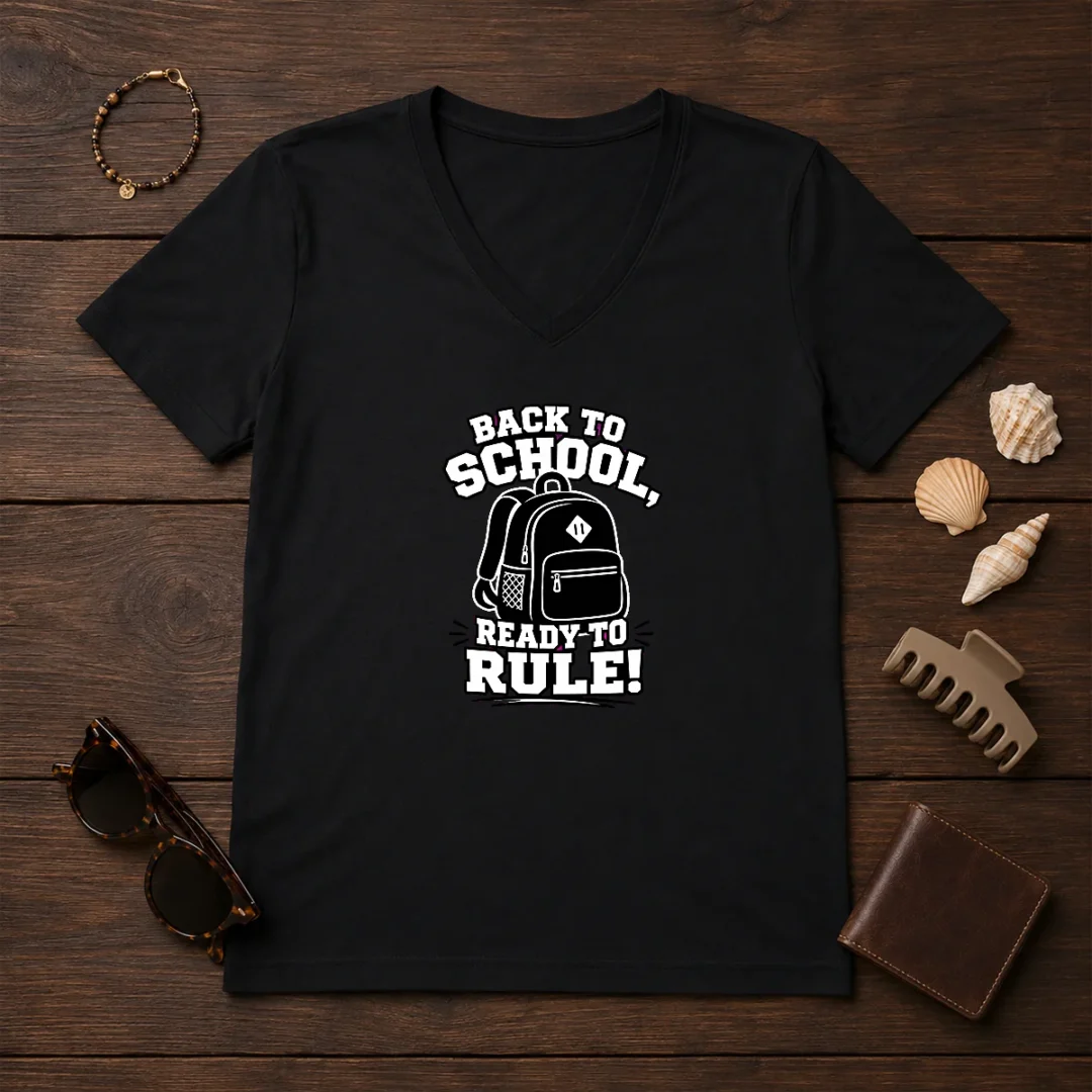 top-back-to-school-ready-to-rule-silhouette-v-neck-shirt Top Back To School Ready To Rule Silhouette V-Neck Shirt