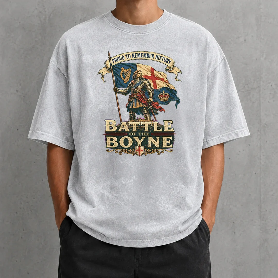 top-battle-of-the-boyne-pride-vintage-washed-t-shirt Top Battle Of The Boyne Pride Vintage Washed T Shirt in faded colors with classic crew neck and short sleeves