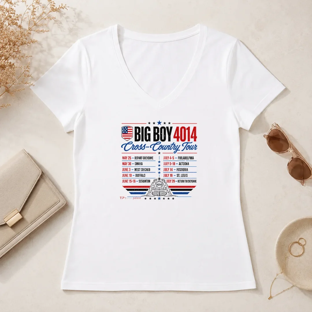 Top Big Boy 4014 Cross Country Tour Event Schedule V Neck Shirt Top Big Boy 4014 Cross Country Tour Event Schedule V-Neck Shirt