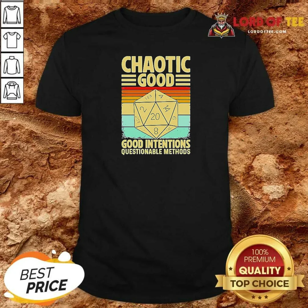 Top Chaotic Good D20 Retro Stripes shirt optimized Top Chaotic Good D20 Retro Stripes