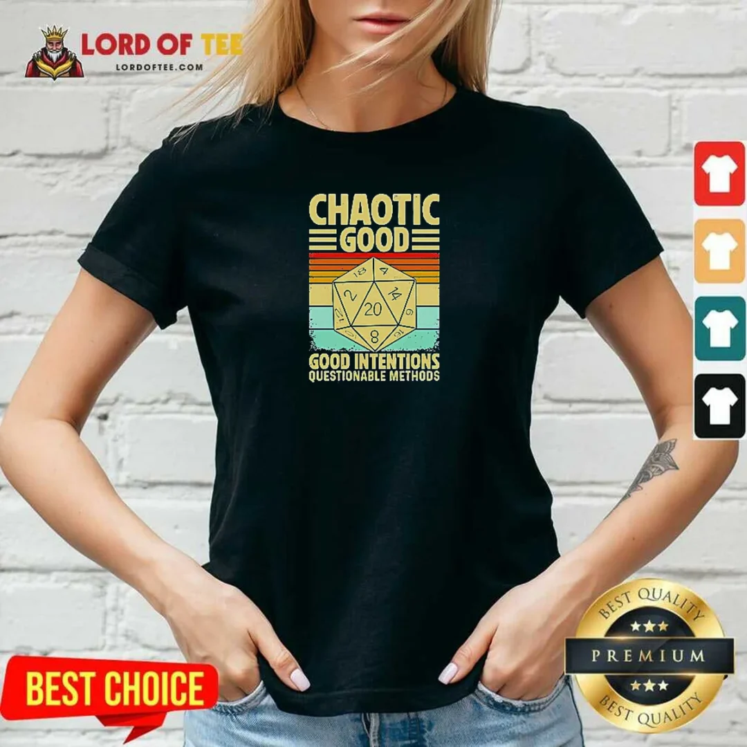 Top Chaotic Good D20 Retro Stripes V Neck Shirt v neck optimized Top Chaotic Good D20 Retro Stripes V-Neck Shirt