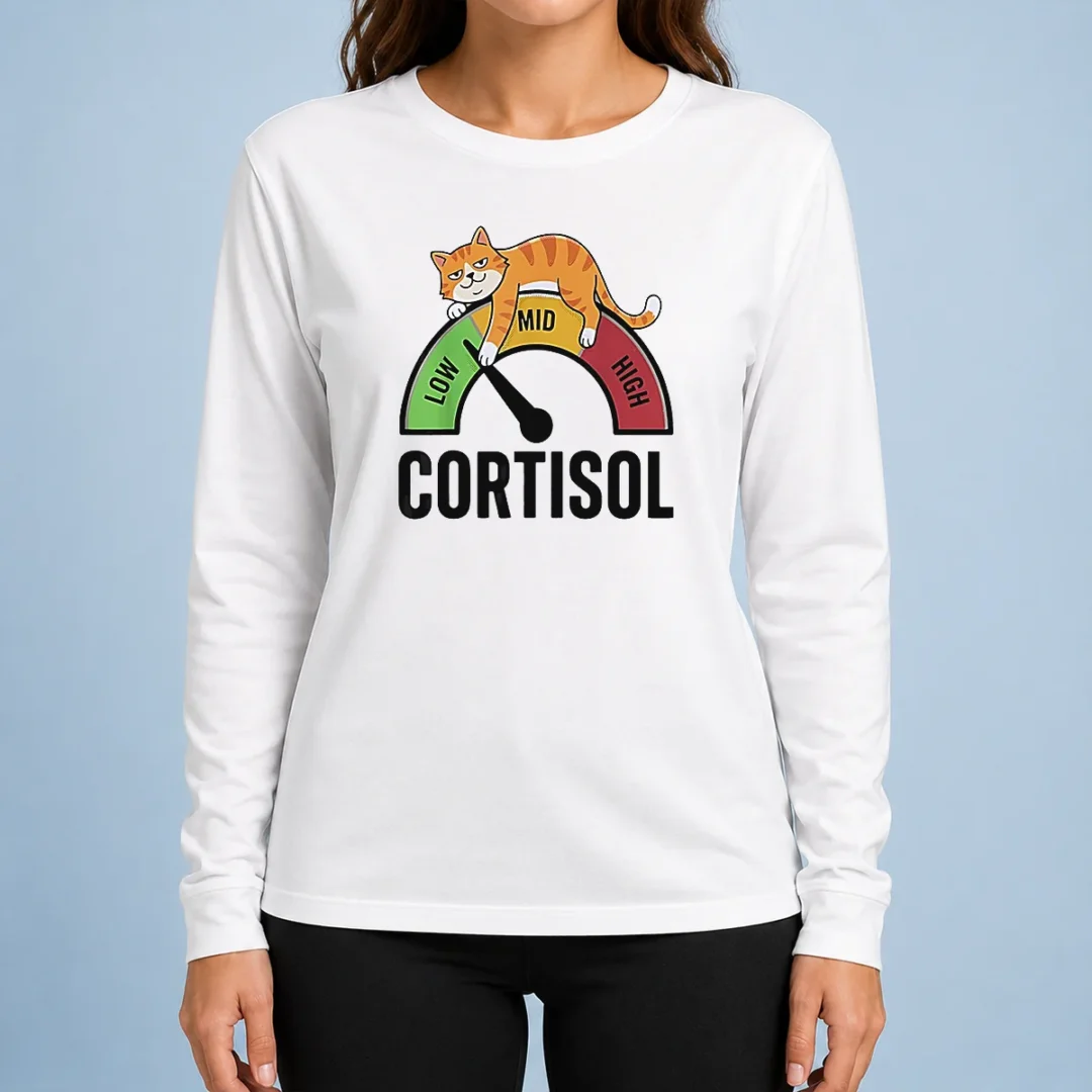 top-cortisol-cat-lying-on-low-mid-high-gauge-long-sleeve-shirt Top Cortisol Cat Lying On Low Mid High Gauge Long Sleeve Shirt