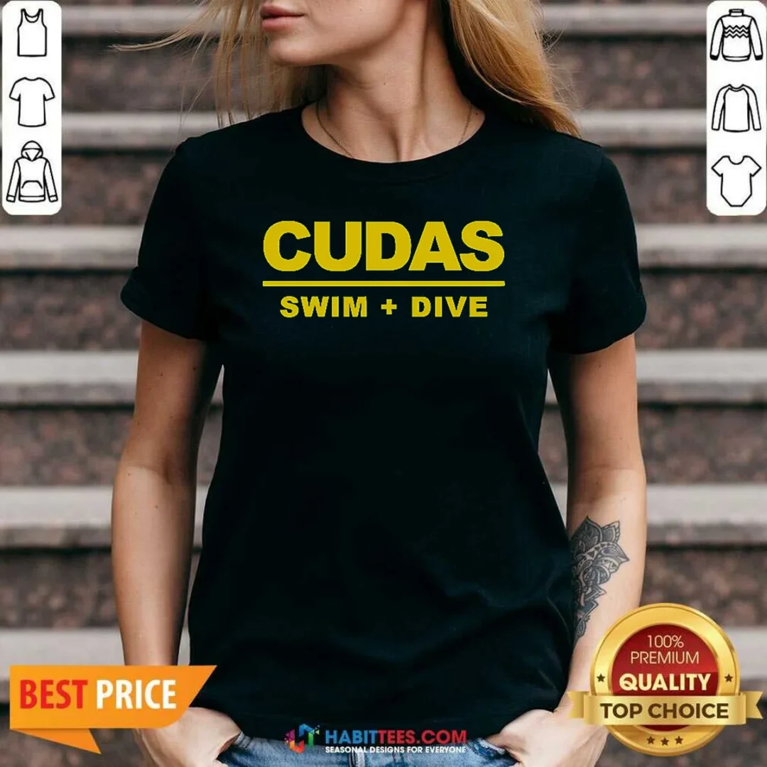 top-cudas-swim-and-dive-team-logo-v-neck-shirt-v-neck-optimized Top Cudas Swim And Dive Team Logo Shirt - Image 2