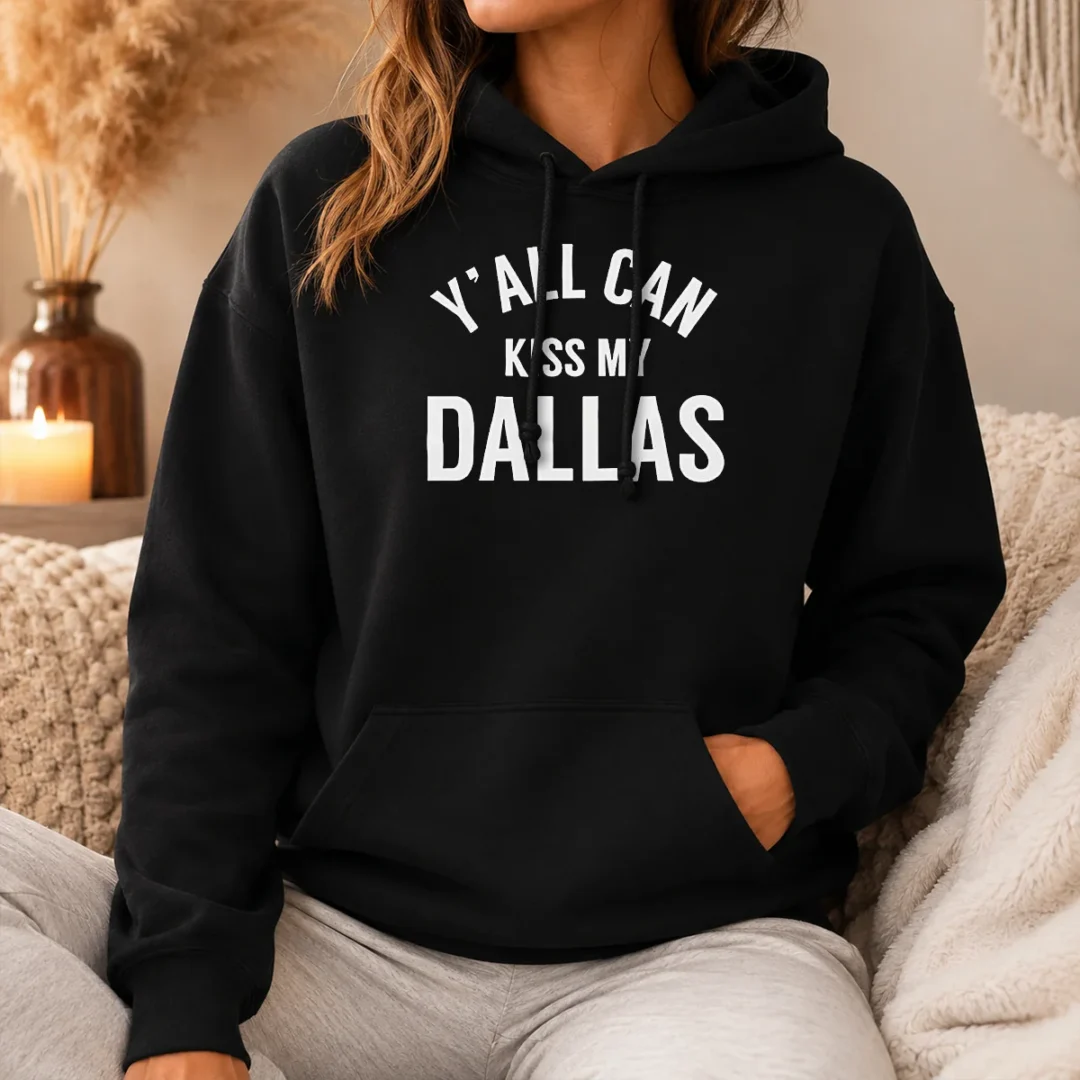 Top Dallas Cowboys Football Fans Y All Can Kiss My Dallas Hoodie Top Dallas Cowboys Football Fans Y All Can Kiss My Dallas Hoodie in navy blue with front pocket and drawstring hood
