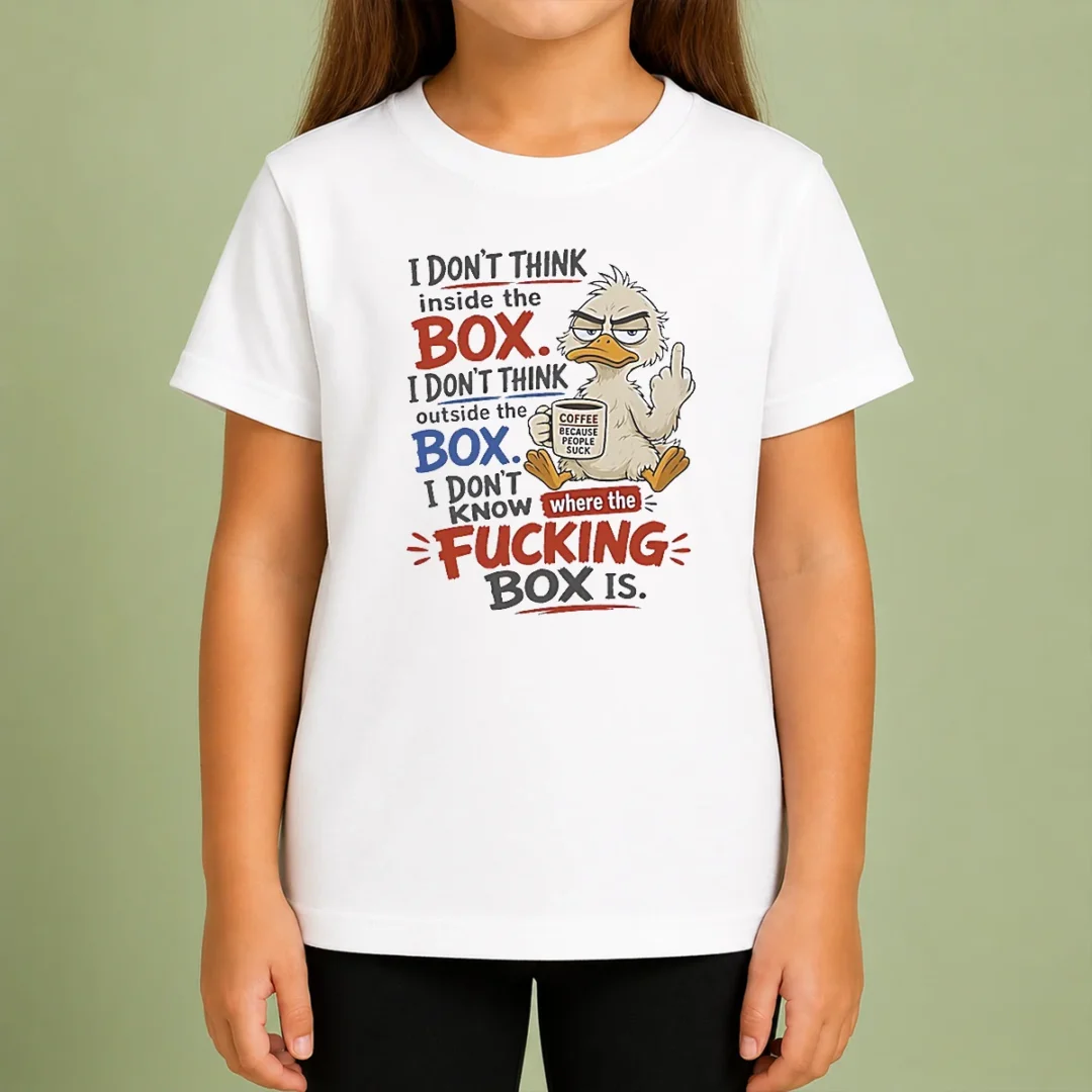 top-duck-i-don-t-think-inside-the-box-i-don-t-know-where-the-fcking-box-is-coffee-kids-t-shirt Top Duck I Don'T Think Inside The Box I Don'T Know Where The Fcking Box Is Coffee Kids T-Shirt