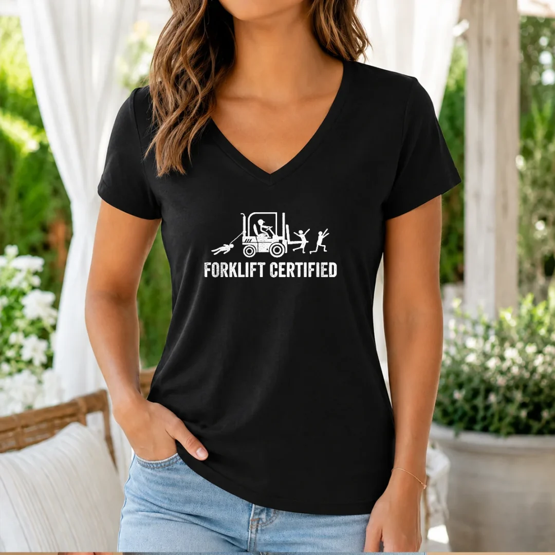 top-forklift-certified-forklift-operator-funny-humor-v-neck-shirt Top Forklift Certified Forklift Operator Funny Humor V-Neck Shirt