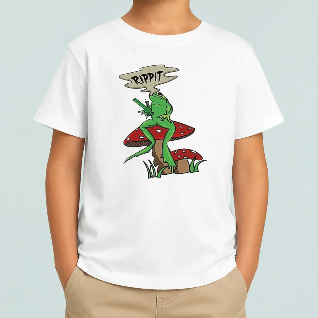 top-frog-holding-gun-rippit-kids-t-shirt Top Frog Holding Gun Rippit Kids T-Shirt
