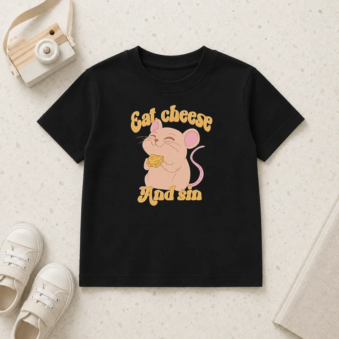 top-funny-eat-cheese-and-sin-mouse-kids-t-shirt Top Funny Eat Cheese And Sin Mouse Kids T-Shirt