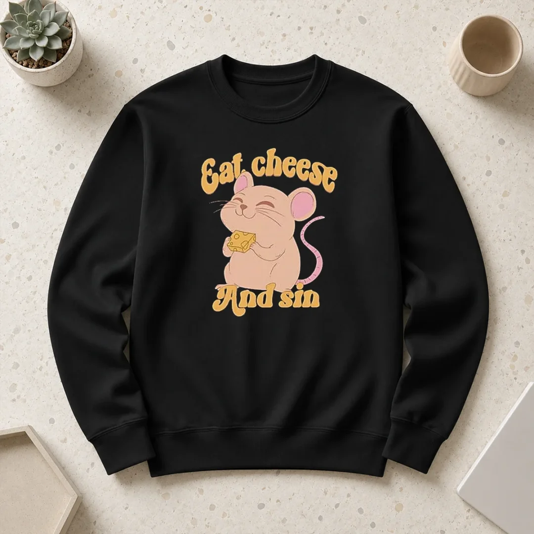 top-funny-eat-cheese-and-sin-mouse-sweater Top Funny Eat Cheese And Sin Mouse Sweater