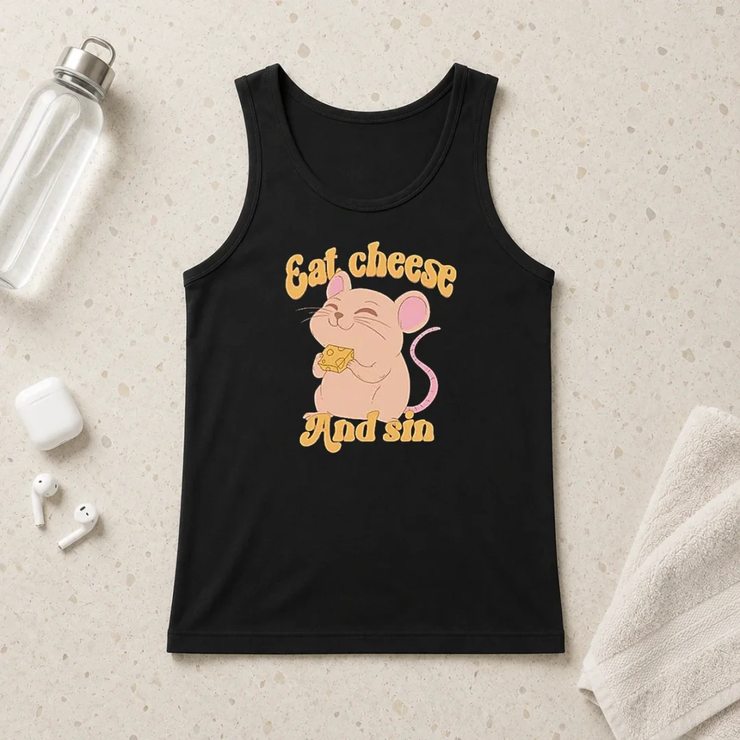 top-funny-eat-cheese-and-sin-mouse-tank-top Top Funny Eat Cheese And Sin Mouse Tank Top