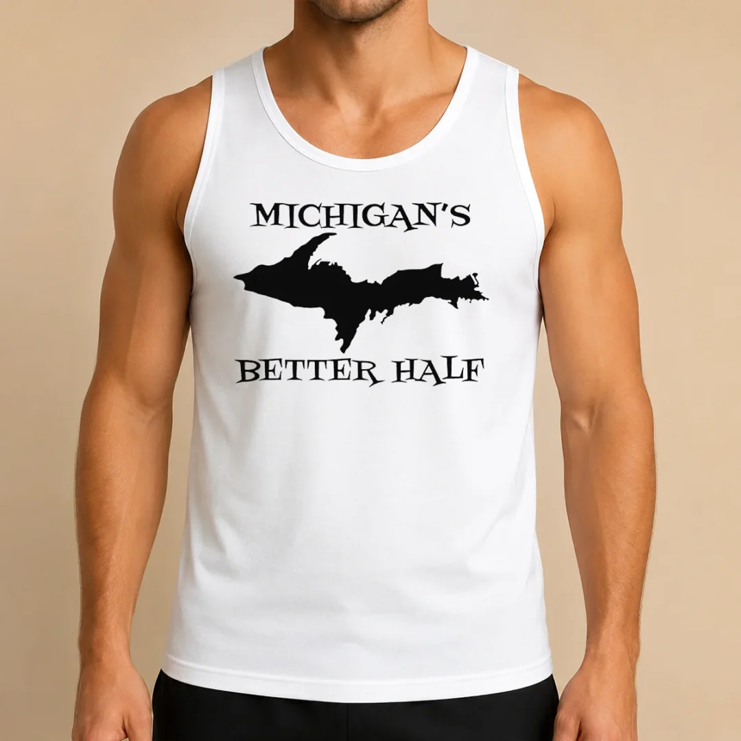 top-funny-michigan-s-better-half-upper-peninsula-map-tank-top Top Funny Michigan'S Better Half Upper Peninsula Map Tank Top