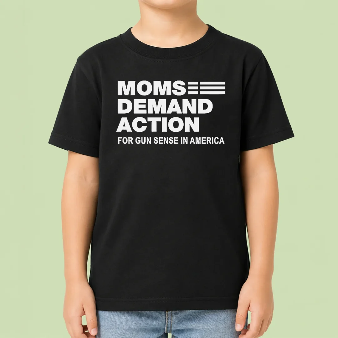 top-funny-moms-demand-action-for-gun-sense-in-america-kids-t-shirt Top Funny Moms Demand Action For Gun Sense In America kids t shirt with bold text design on front