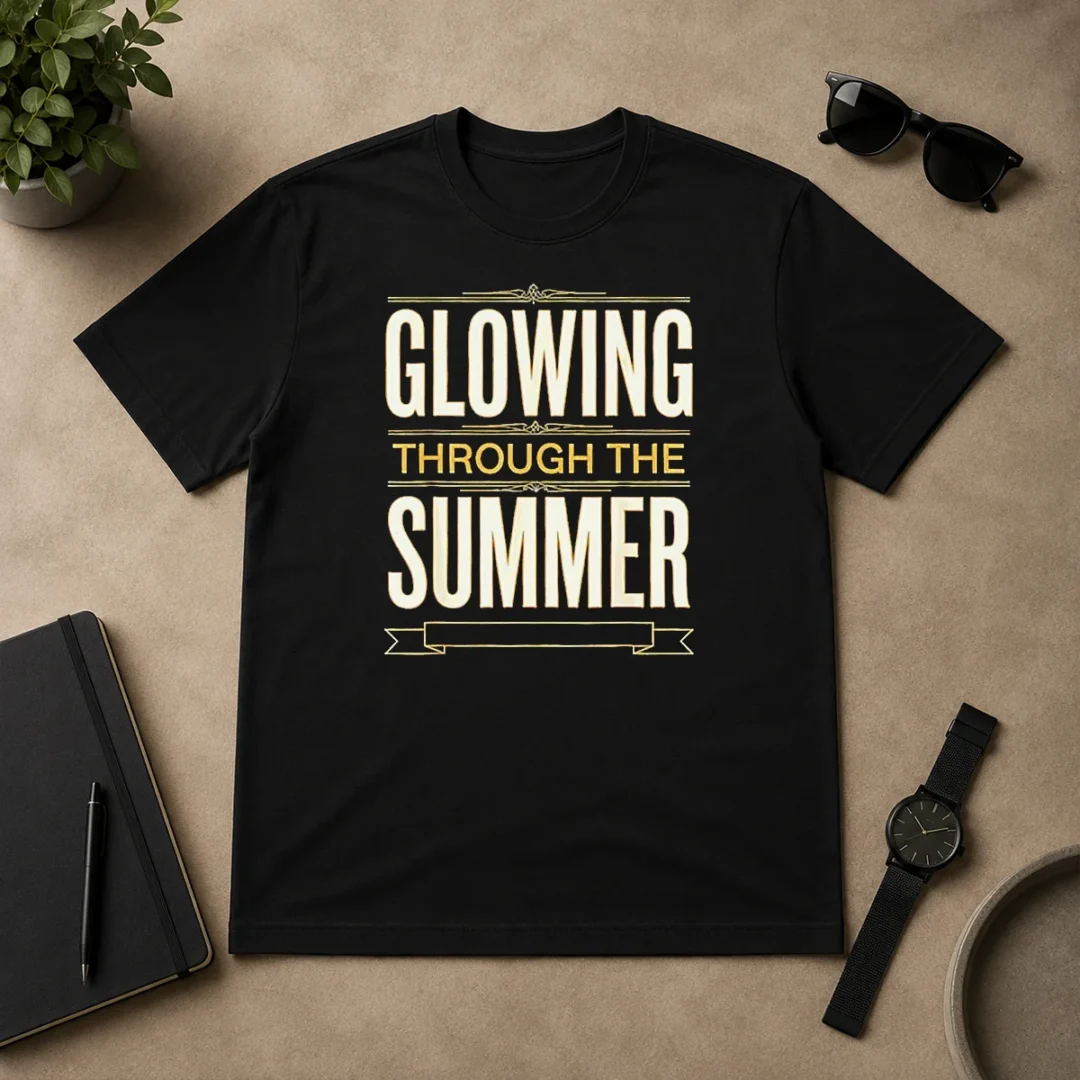 Top Glowing Through The Summer Text Sunshine Season Lover Summer t shirt Top Glowing Through The Summer Text Sunshine Season Lover Summer