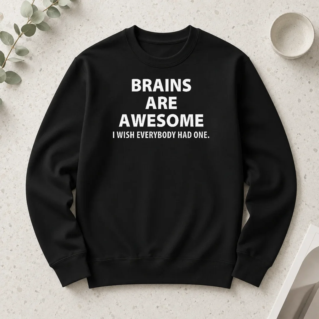 top-good-brains-are-awesome-long-sleeve Top Good Brains Are Awesome long sleeve shirt displayed on a white background, showcasing front design and fitted cut