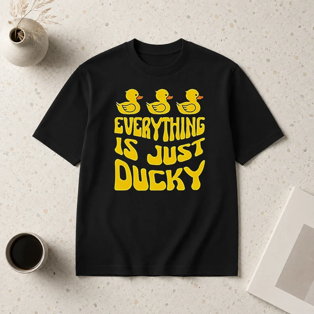 top-good-everything-is-just-ducky-t-shirt-1 Top Good Everything Is Just Ducky t shirt in classic fit with vibrant duck graphic on front