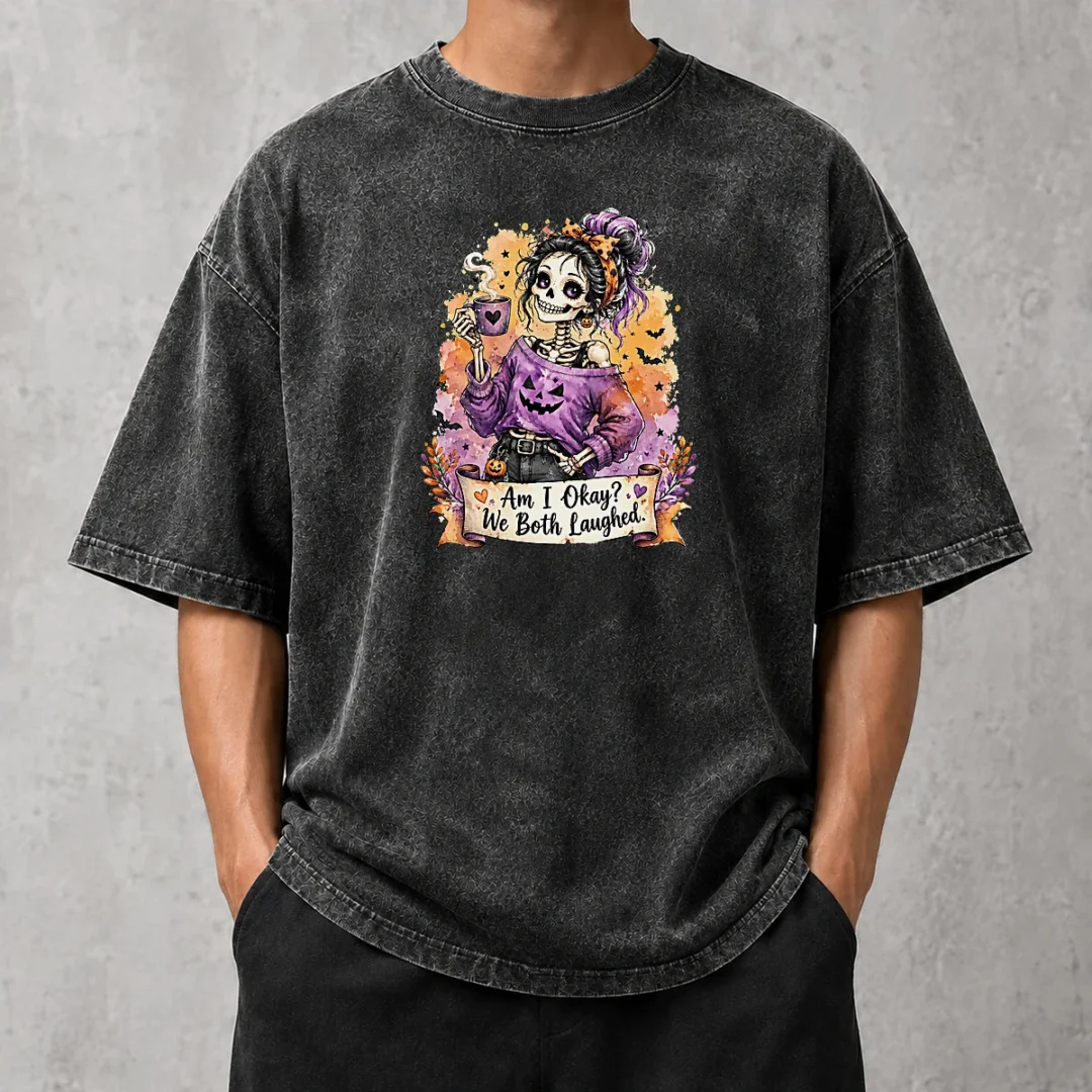 top-halloween-skeleton-girl-coffee-quote-watercolor-washed-t-shirt Top Halloween Skeleton Girl Coffee Quote Watercolor Washed T-Shirt