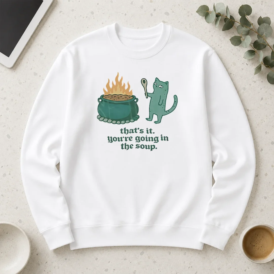 top-happy-cat-holding-spoon-next-to-cauldron-you-re-going-in-the-soup-long-sleeve-shirt Top Happy Cat Holding Spoon Next To Cauldron You'Re Going In The Soup Long Sleeve Shirt