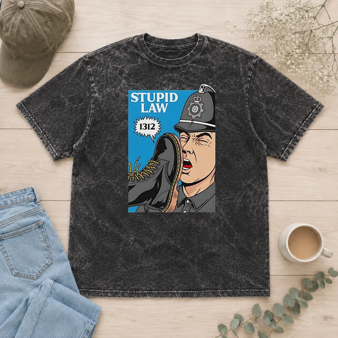 top-hot-police-stupid-law-washed-t-shirt Top Hot Police Stupid Law Washed T-Shirt