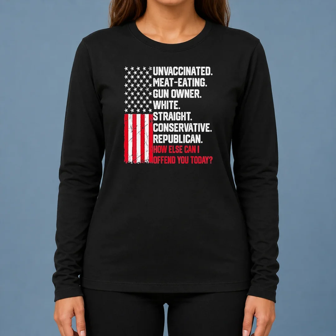 top-hot-unvaccinated-meat-eating-gun-owner-white-straight-conservative-republican-long-sleeve-shirt Top Hot Unvaccinated Meat Eating Gun Owner White Straight Conservative Republican Long Sleeve Shirt