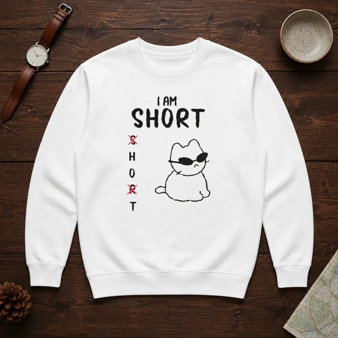 top-i-am-short-h-and-t-with-cool-cat-sweater Top I Am Short H And T With Cool Cat Sweater