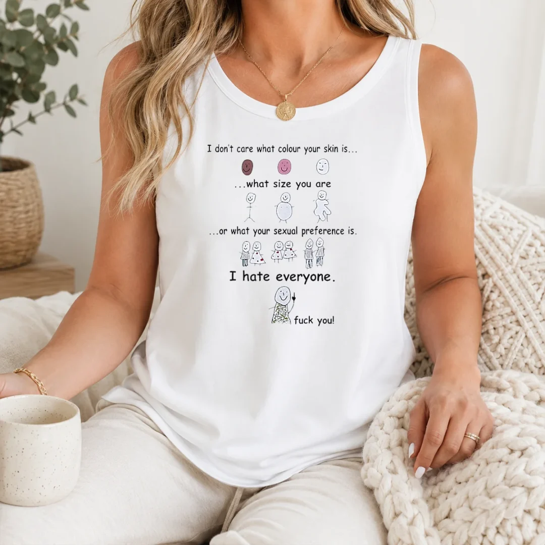 Top I Hate Everyone Stick Figure Tank Top Top I Hate Everyone Stick Figure Tank Top