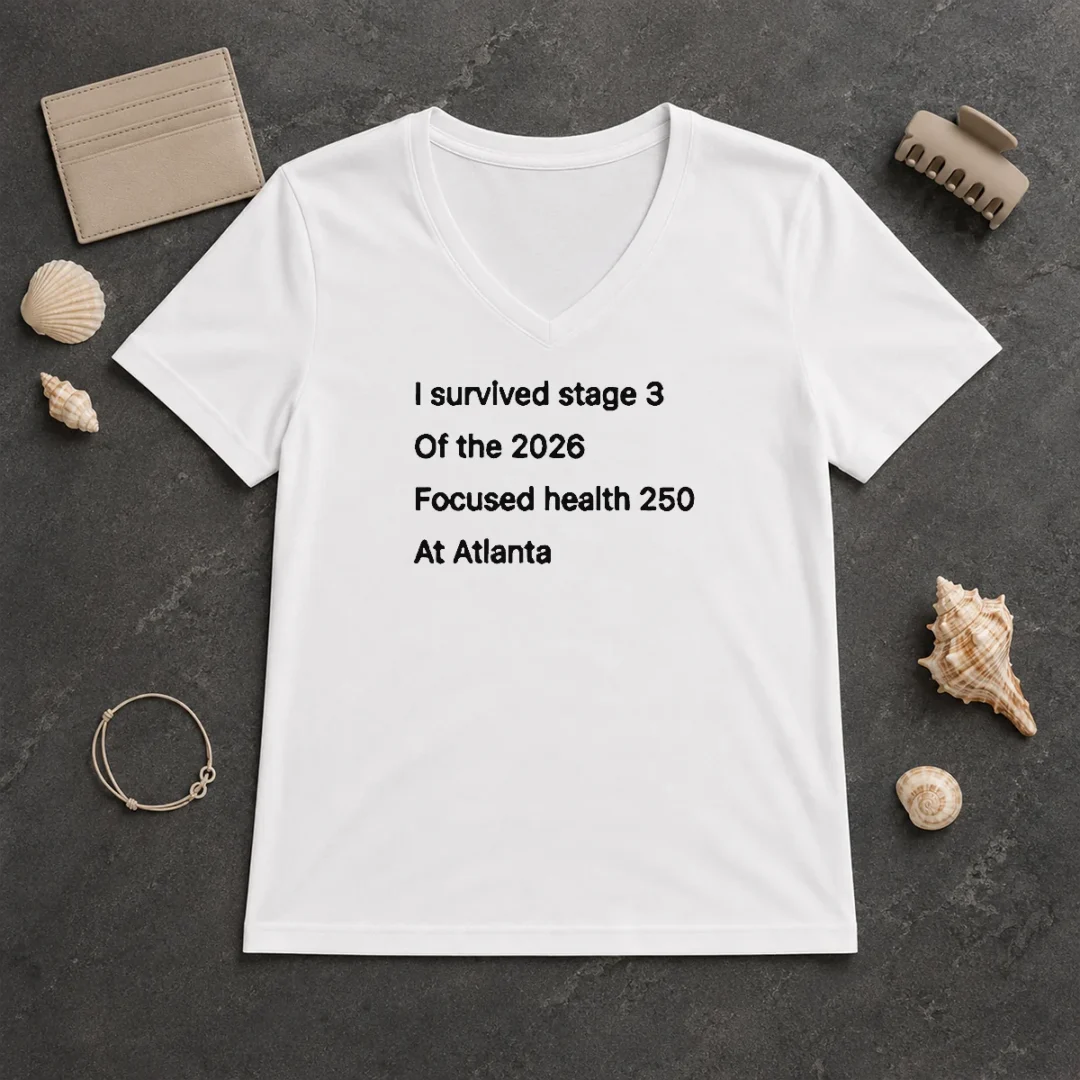 Top I Survived Stage 3 Of The 2026 Focused Health 250 At Atlanta V Neck Shirt Top I Survived Stage 3 Of The 2026 Focused Health 250 At Atlanta V Neck Shirt in dark color with short sleeves