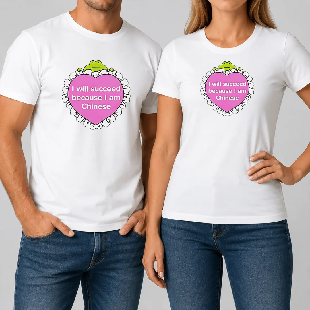 top-i-will-succeed-because-i-am-chinese-heart-frog-t-shirt Top I Will Succeed Because I Am Chinese Heart Frog t shirt featuring bold text and heart frog graphic on a comfortable cotton fabric